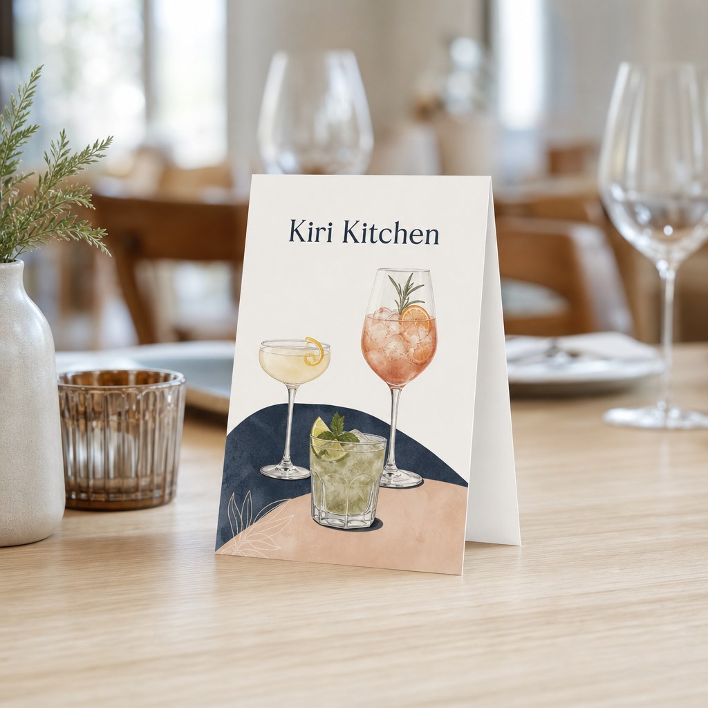Restaurant table tent printed for a cafe