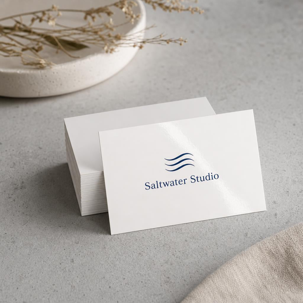 Standard Business Cards – glossy paper: shiny coated finish