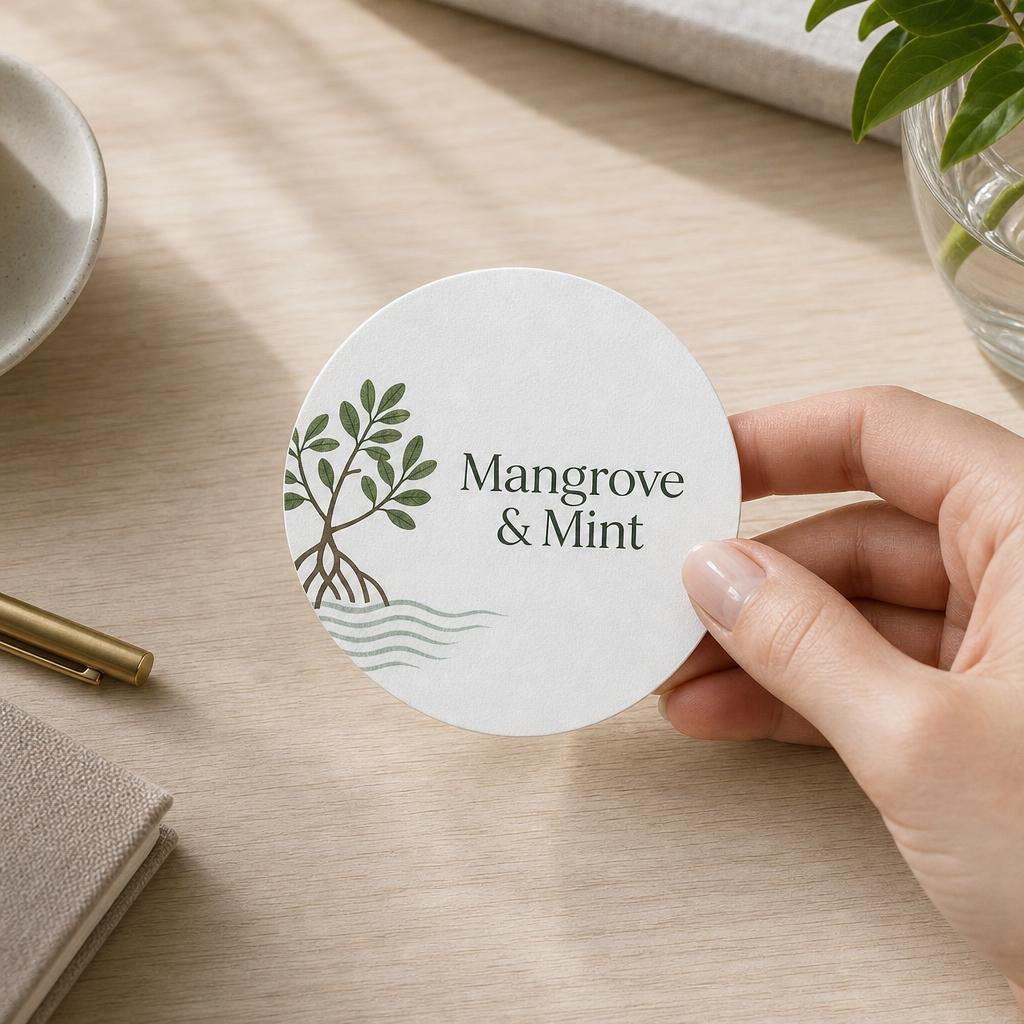 Circle, Oval & Leaf Business Cards – Shape: Circle Ø 6.4 cm