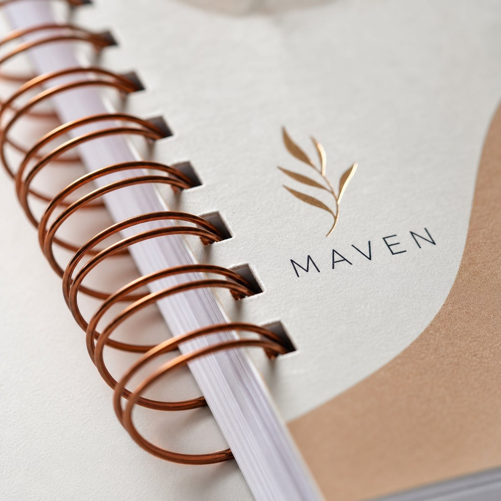 Wire-Bound Booklets – close-up: Macro of the metal wire binding loops