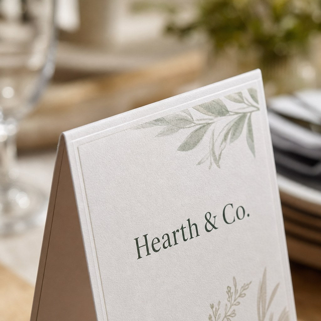 Table Tents – close-up: Close-up of the scored fold at the top of a table tent card