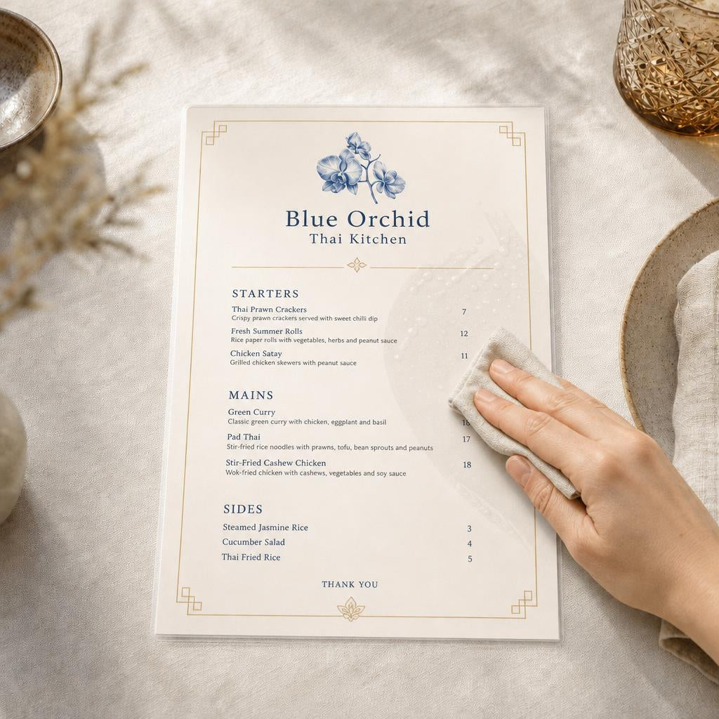 Menus – Lamination: Matte lamination