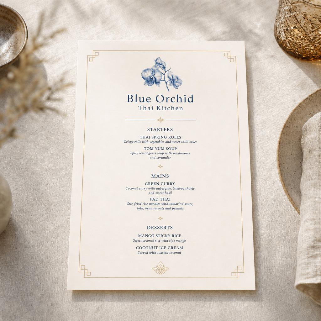 Menus – Lamination: No lamination