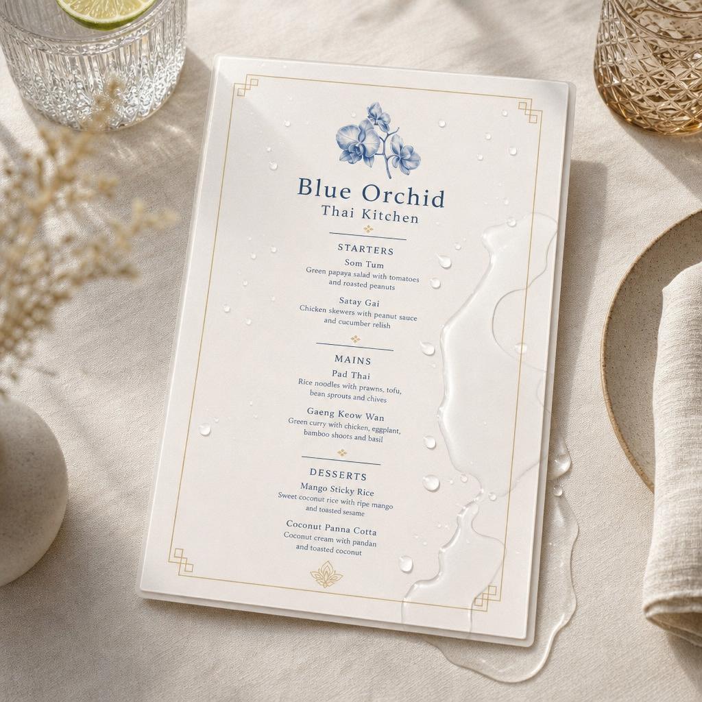 Menus – Paper: Synthetic (waterproof)