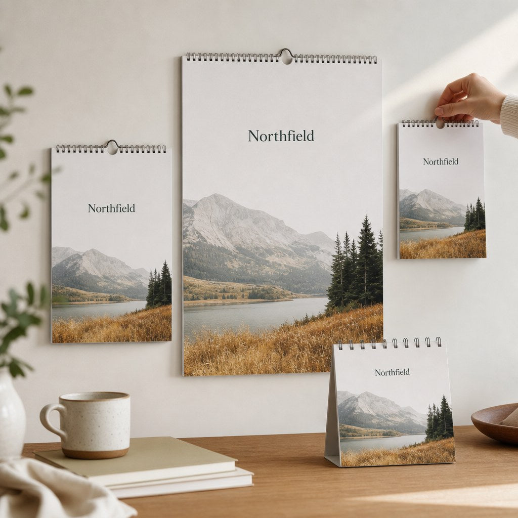Custom Calendars – range of options: Wall calendars in A5, A4 and A3 and a square desk calendar