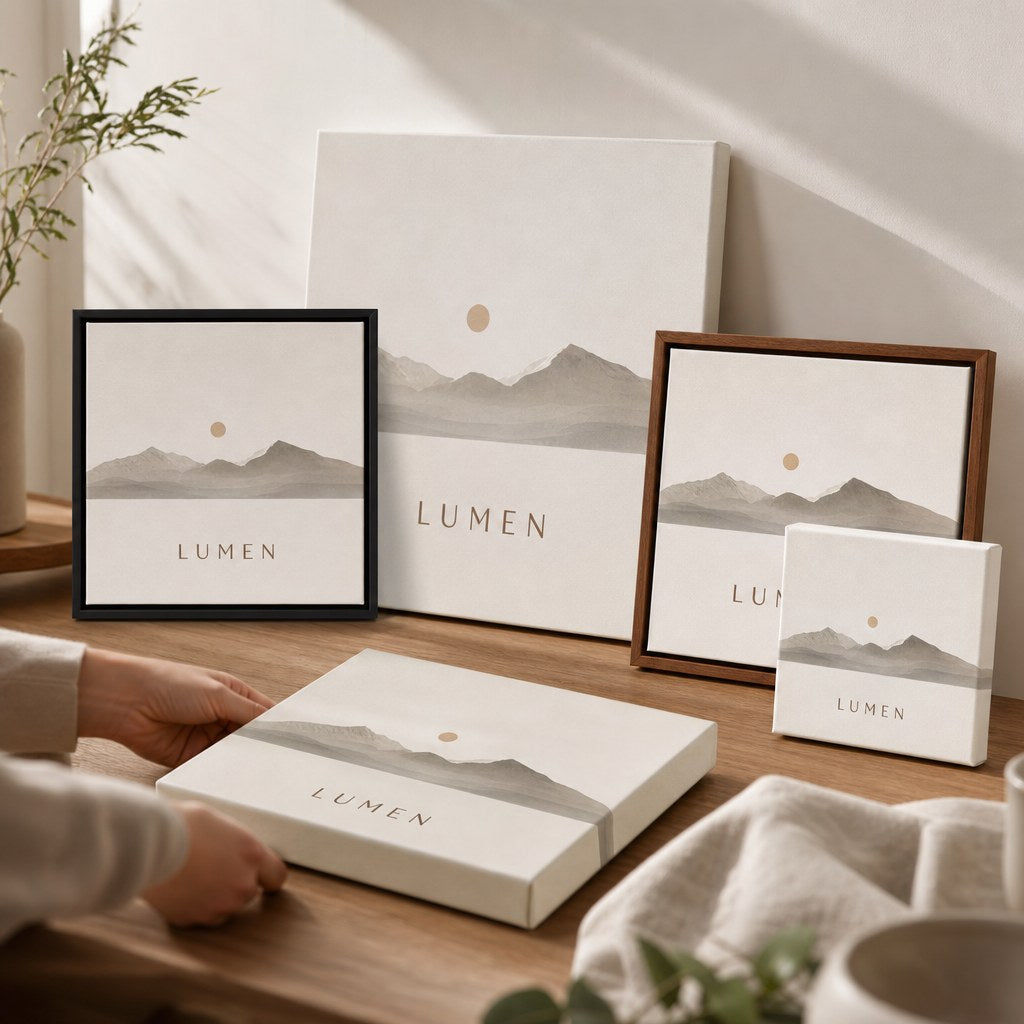 Canvas Prints – range of options: Canvas prints in several sizes, one with a black float frame and one with a walnut float frame