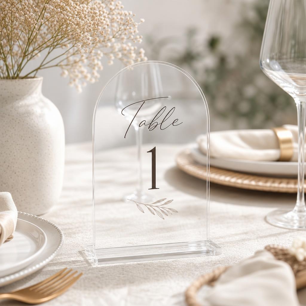 Acrylic Table Signs – Acrylic: Clear