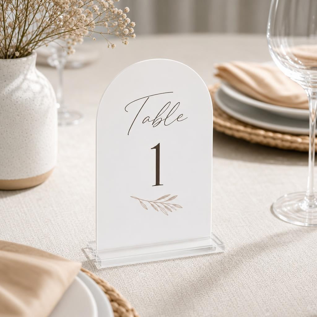 Acrylic Table Signs – Acrylic: White