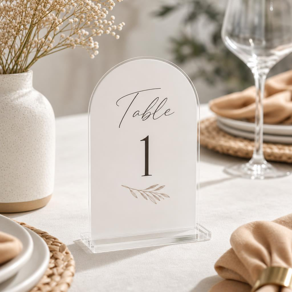 Acrylic Table Signs – Shape: Full arch